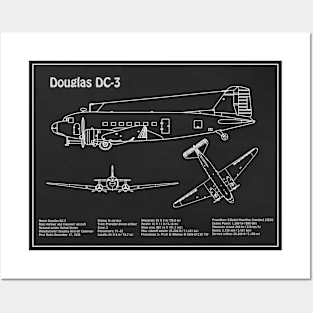 Douglas DC-3 - Airplane Blueprint - PD Posters and Art